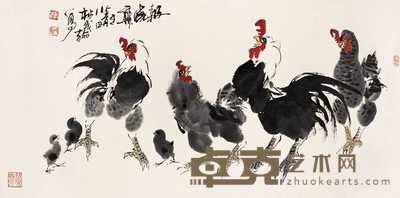 林成翰 群鸡图 镜心 67.5×135.5cm